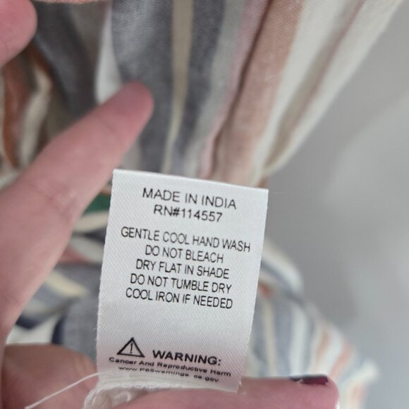 THML Vertical Striped 100% Cotton Lined Tassel Belt Mini Dress Size XS - Picture 8 of 8